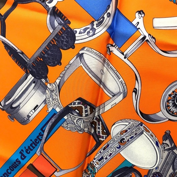 HERMES Authentic Blue Silk Scarf - Picture 4 of 7